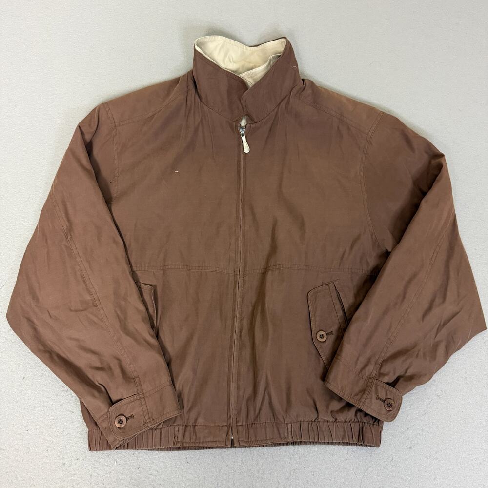 London Fog Mens Brown Harrington Bomber Jacket Full Zip Size Medium M